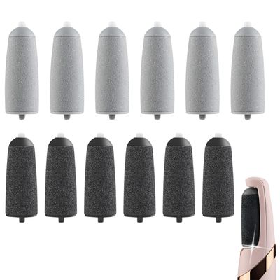 12 Pack Pedicures Replacement Heads Compatible with Finishing Touch Flawless Pedi Eelectric Tool Foot File Callus Remover Rollers Refills for Flawless Pedi (6 Coarse & 6 Fine)