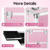 Kreiaoer Rolling Makeup Train Case Professional Makeup Case Large Storage Cosmetic Trolley with Lockable Drawers Salon Barber Case Traveling Cart Trunk for Cosmetologist Nail Tech Hairstylist (Pink) view 4
