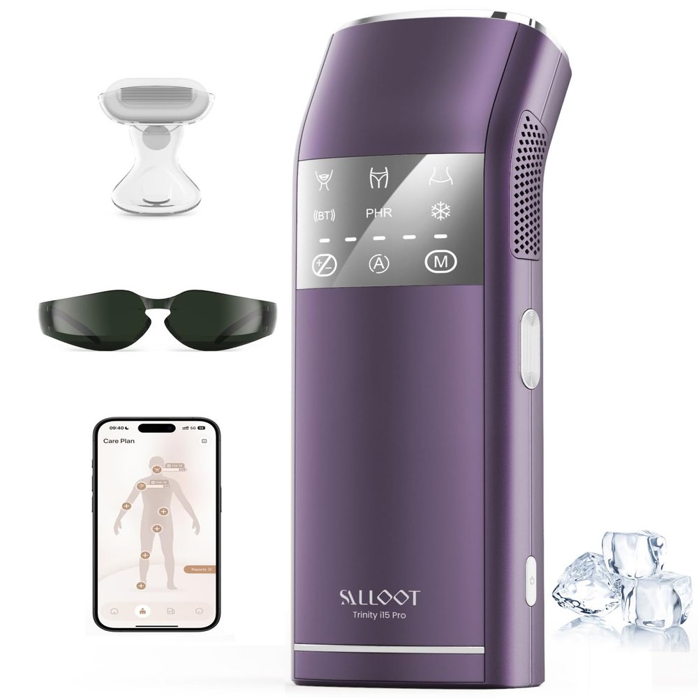 IPL Laser Hair Removal for Women and Men, 2 Lights, 2, 16.6 cm Sapphire Ice Cooling for Sensitive Skin, 4-Pulse Mode for Ingrown Hair, Bikini, Face, Body Permanent Epilator Home Hair Removal Device