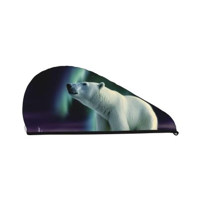 GDSHJKLW Polar Bears Northern Lights Drying Hair Caps Super Absorbent Soft Hair Drying Towel Quick Dry Coral Velvet Hair Drying Cap Hair Turban for Women Wet Hair Long Thick Hair