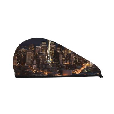 STVYUKL City Seattle Hair Drying Cap Super Absorbent Soft Hair Drying Towel Quick Dry Coral Velvet Drying Hair Caps Hair Turban for Women Wet Hair Long Thick Hair