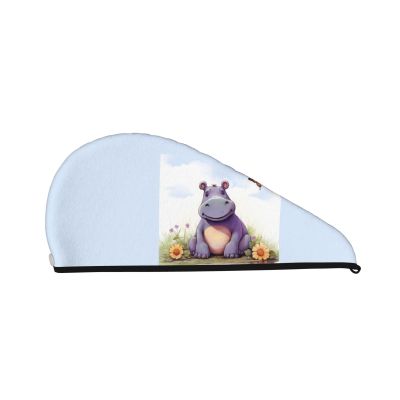 STVYUKL Butterfly and Hippo Hair Drying Cap Super Absorbent Soft Hair Drying Towel Quick Dry Coral Velvet Drying Hair Caps Hair Turban for Women Wet Hair Long Thick Hair