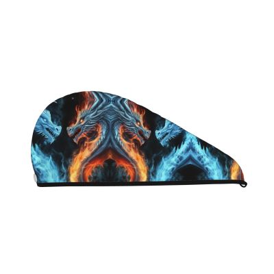 STVYUKL Ice and Fire Dragons Hair Drying Cap Super Absorbent Soft Hair Drying Towel Quick Dry Coral Velvet Drying Hair Caps Hair Turban for Women Wet Hair Long Thick Hair