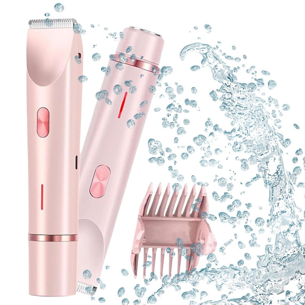 Comfort 2 in 1 Electric Lady Shaver, Double Headed Hair Remover Ipx7, 2 in 1 Women Dual Head Trimmer (B Pink)