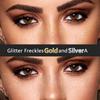 24 PCS Glitter Freckles Face Tattoos, Gold Silver Face Makeup Speckle Patches Freckles, Halloween Tattoos Cosplay Party Makeup Accessories for Women Girl Kids, Cosmetic Glitter for Face view 2