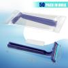 MAGDIY Disposable Razors Bulk for Men 50 Pack, Homeless Supplies Bulk, Twin Blade Mens Travel Supply Razor for Shaving, Safety Beard Shavers for Camping Bathing Hotel (Blue) view 2