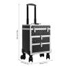 CRYBY Rolling Makeup Case, 3-Tier Makeup Travel Case Makeup Storage Organizer with 2 Sliding Drawers & 4 Universal Wheels, 66lbs Capacity Makeup Trolley Professional Salon Barber Case Cosmetology Case view 2