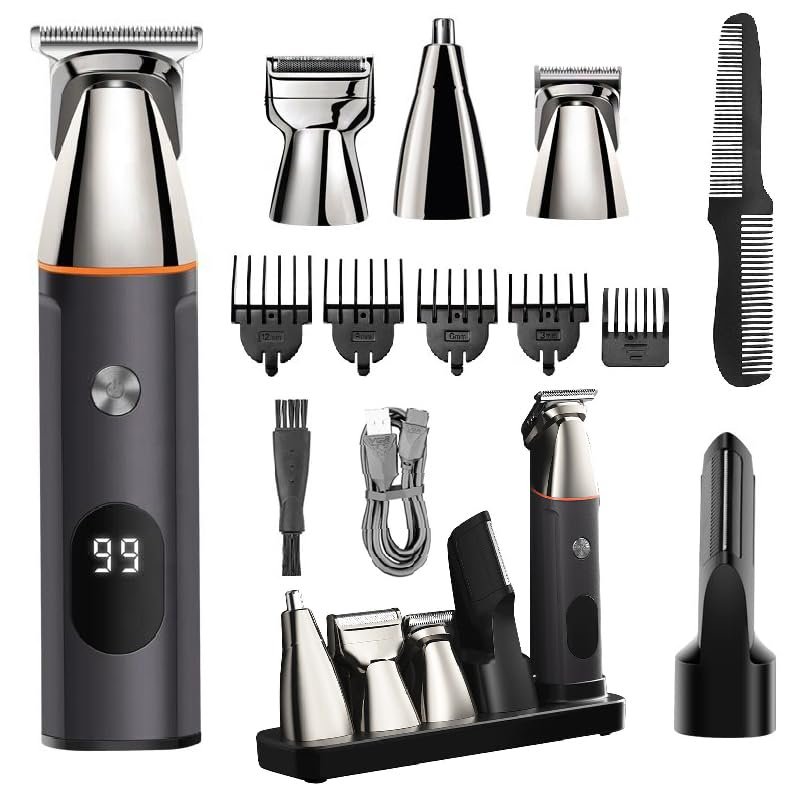 CAIMIAO Hair Clippers for Men, 5 in 1 Grooming Kit Hair Beard Trimmer for Men Rechargeable Electric Shaver Body Trimmer Eyebrow Nose Ear Waterproof