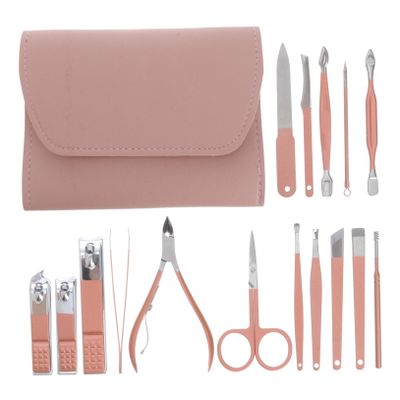 PLAFOPE 16pcs Rose Gold Nail Trimmer Set Professional Manicure Tools with Nail Clippers Cuticle Nipper and for Home Use and Travel