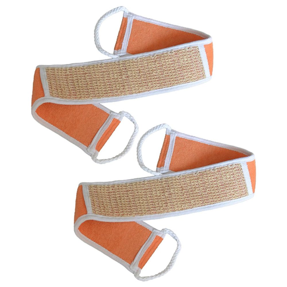 2pcs Exfoliating Bath Bands Bath Scrubber for Body Wash Strap Body Strap Back Scrubber Double-Sided Scrubber Orange Healeved