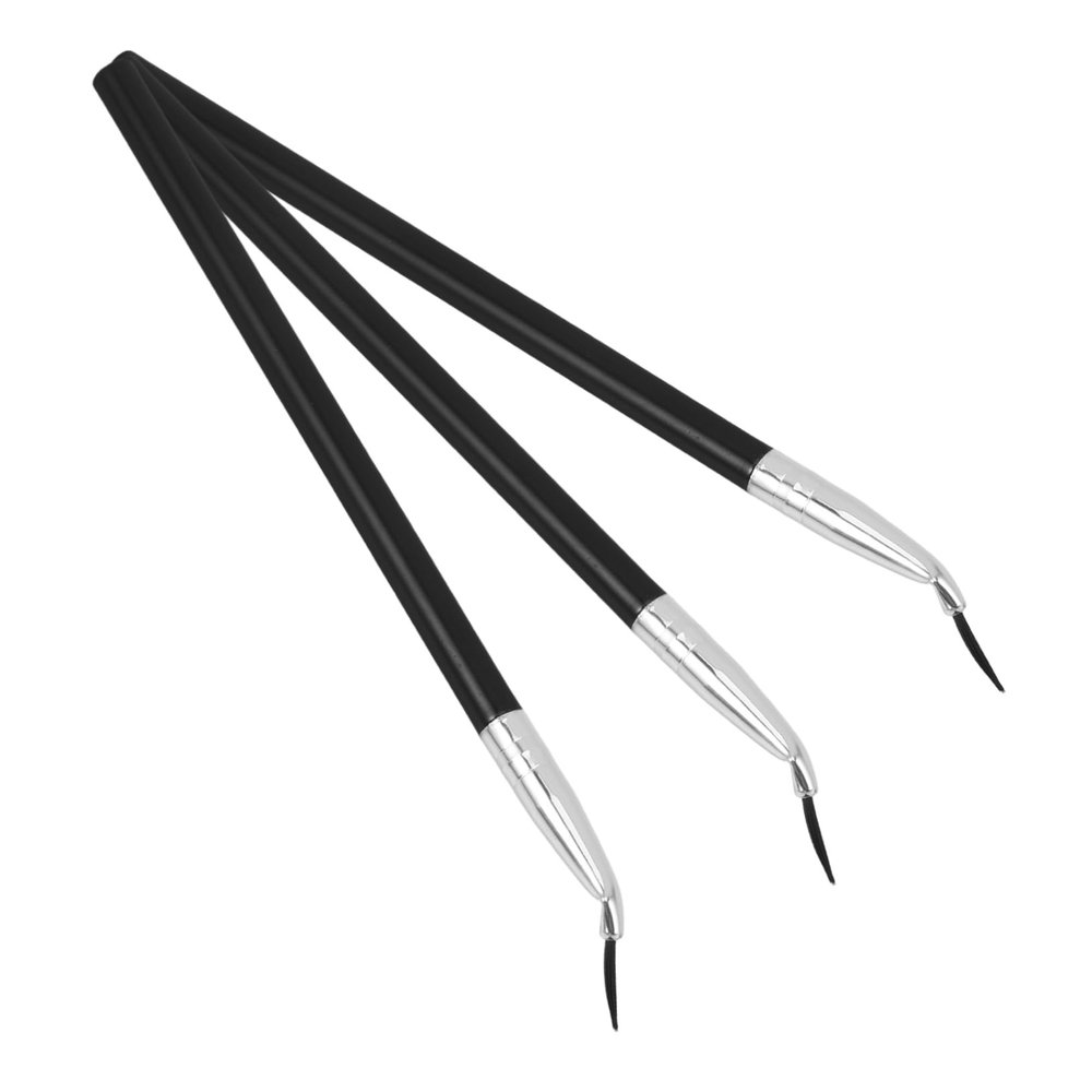Beatifufu 3pcs Handle Eyeliner Brush Angled Natural Hair Brush for Precise Eyeliner and Lip Liner Application Soft and Makeup Tools for Eyebrow and Lash Detailing