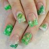 24Pcs St. Patrick's Day Nails French Tip Press on Nails Short Square Fake Nails Shamrock Glue on Nails Glitter Nail Tip Acrylic False Nails Lucky Clover Artificial Nails Green French Stick on Nails view 1
