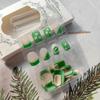 24Pcs St. Patrick's Day Nails French Tip Press on Nails Short Square Fake Nails Shamrock Glue on Nails Glitter Nail Tip Acrylic False Nails Lucky Clover Artificial Nails Green French Stick on Nails view 2