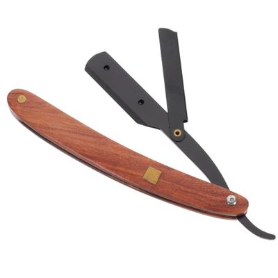 Healeved Wooden Handle Shaving for Men Vintage Straight Barber Steel Shaver for Close Shaving for Barbershop and Travel Use Safe and Portable Design
