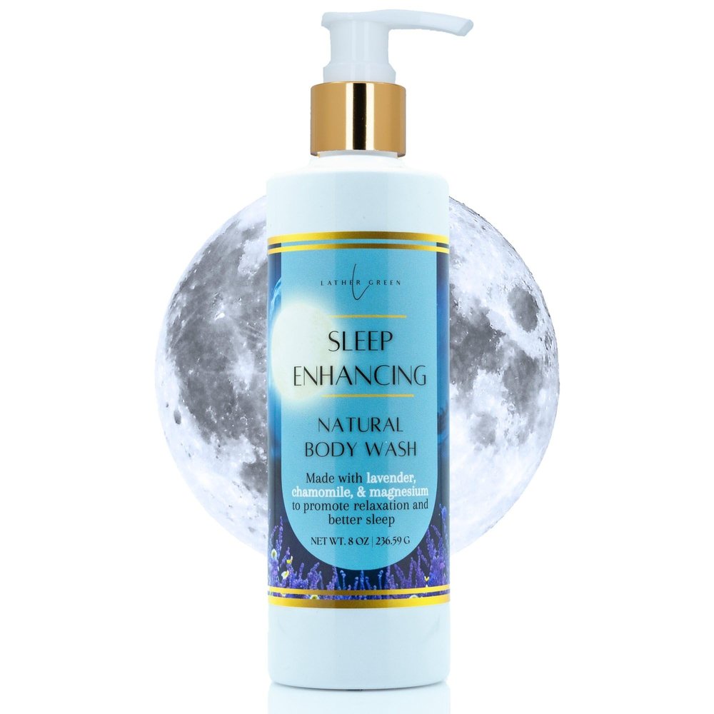 Lather Green - Sleep Enhancing Body Wash with Lavender & Chamomile for Relaxation, 8 oz