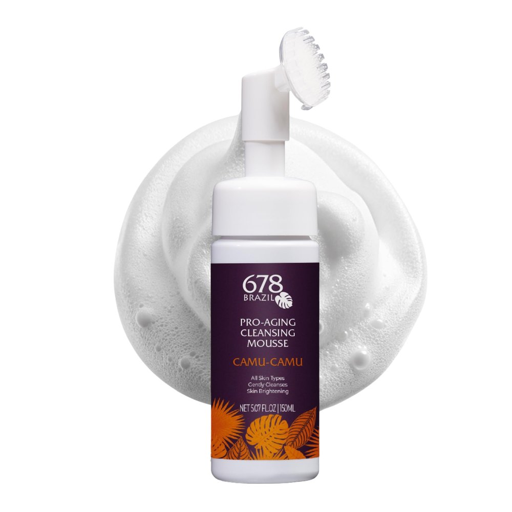 678Brazil Pro-Aging Cleansing Mousse - Daily Facial Cleanser and Safe Solution - All Skin Types - With Camu-Camu, Cotton Extract - 5.07 fl oz