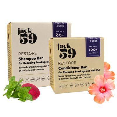 All Natural Shampoo and Conditioner Set, Bar Shampoo and Conditioner Set for Hair Growth and Promotes Strength, Reduce Breakage, Hair Fall, and Scalp Issues, 3 oz & 2 oz, Pack of 2, Restore