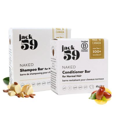 All Natural Shampoo and Conditioner Set for Normal Hair, Unscented Shampoo and Conditioner Set for Sensitive Skin and Scent Sensitive Individuals, 3 oz & 2 oz, Pack of 2, Naked