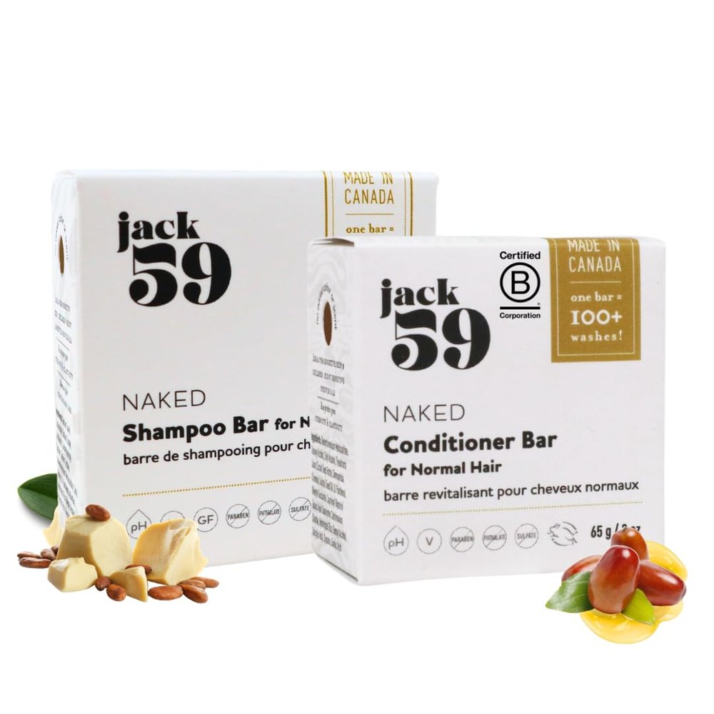 All Natural Shampoo and Conditioner Set for Normal Hair, Unscented Shampoo and Conditioner Set for Sensitive Skin and Scent Sensitive Individuals, 3 oz & 2 oz, Pack of 2, Naked