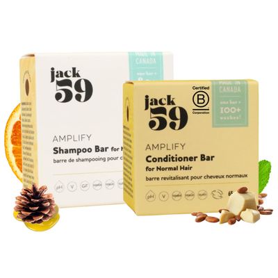 All Natural Shampoo and Conditioner Set for Normal Hair with Soothing Scent, Bar Shampoo and Conditioner Set to Increase Hair Volume, Boost Shine, and Reduce Static, 3 oz & 2 oz, Pack of 2, Amplify