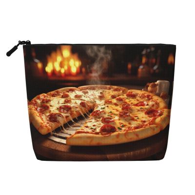 KOUUIP Pizza 3D print Cute Travel Toiletry Bag Makeup Bag Organizer Pouch,Travel Size Toiletries Bag for Women