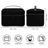Leather Cosmetic Case, Cute Black Trendy Portable Makeup Bag Organizer Large Capacity Travel Toiletry Bag with Zipper view 2