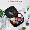 Leather Cosmetic Case, Cute Black Trendy Portable Makeup Bag Organizer Large Capacity Travel Toiletry Bag with Zipper view 4