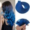Blue Tape in Hair Extensions Human Hair 18 Inch Invisible Colorful Tape in Human Hair Extensions for Party view 1