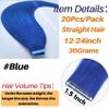 Blue Tape in Hair Extensions Human Hair 18 Inch Invisible Colorful Tape in Human Hair Extensions for Party view 3