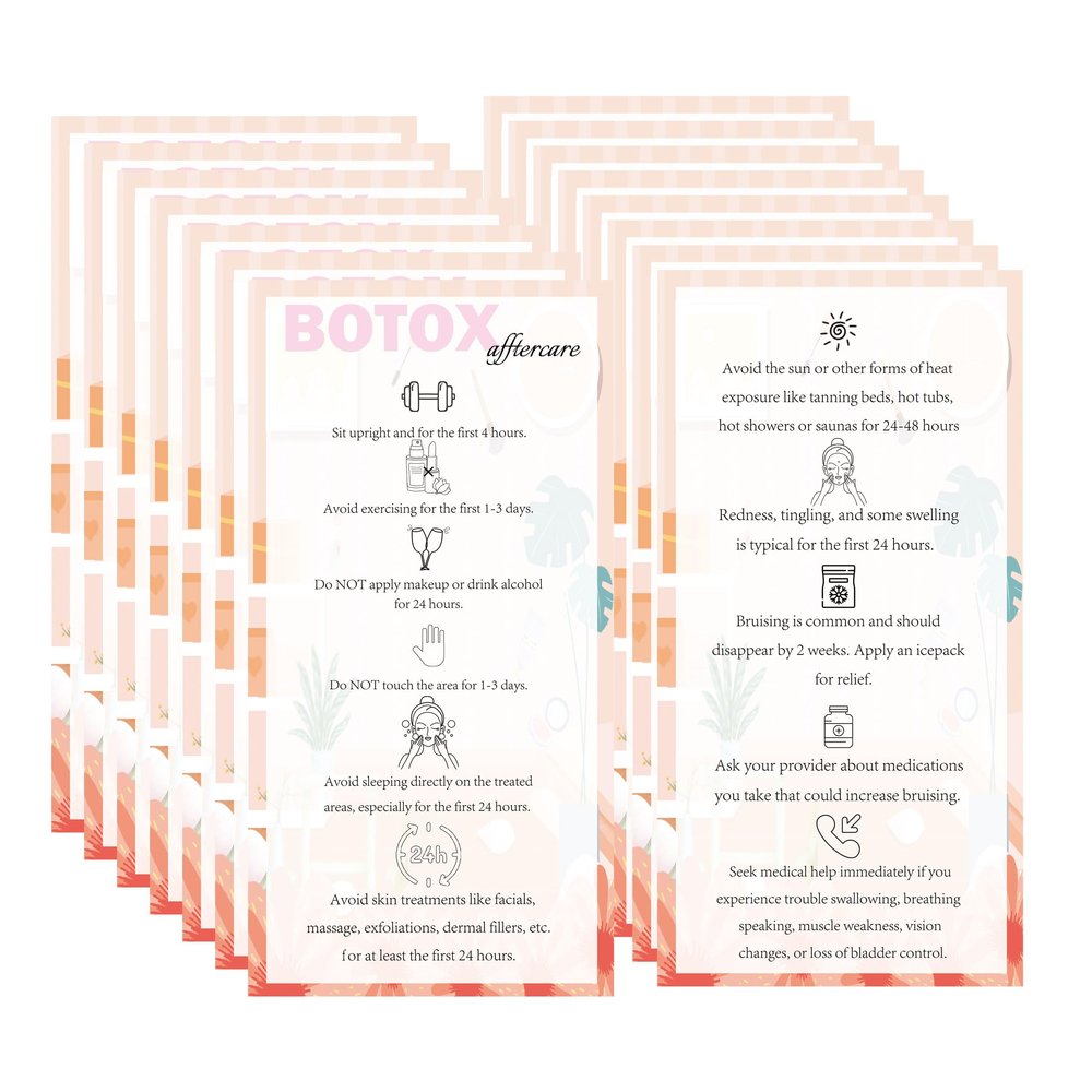 Pop Resin 100 PCS Botox Aftercare Card Facial Aftercare Instruction Cards  2x3.5 Inch Skincare Reminder Cards for Estheticians, Spa, Salon, and Beauty Professionals