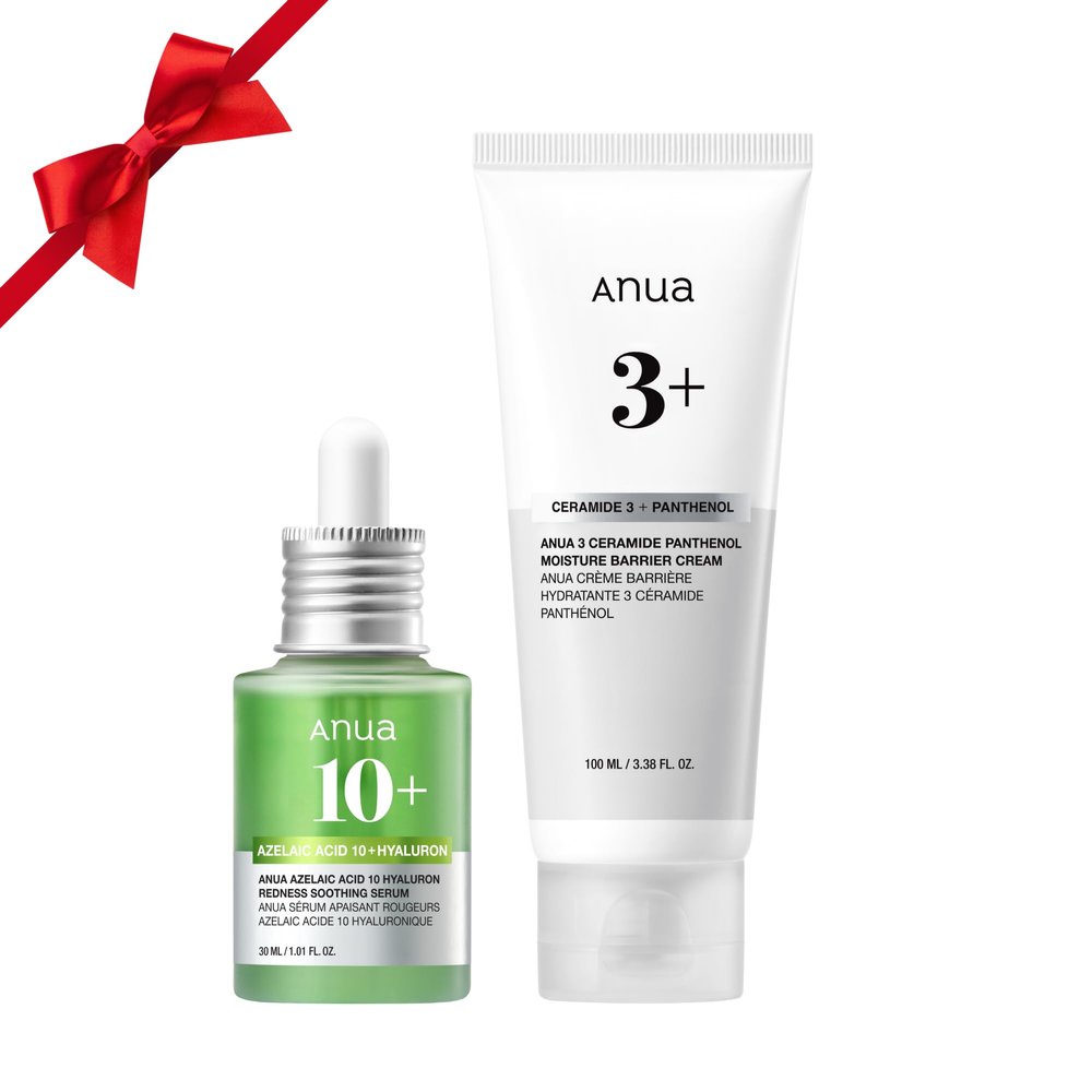 Anua Soothing & Barrier Support Duo, Azelaic acid serum for face with Ceramide barrier moisturizer, Spot Care & Calming Effect, Korean Skincare Set