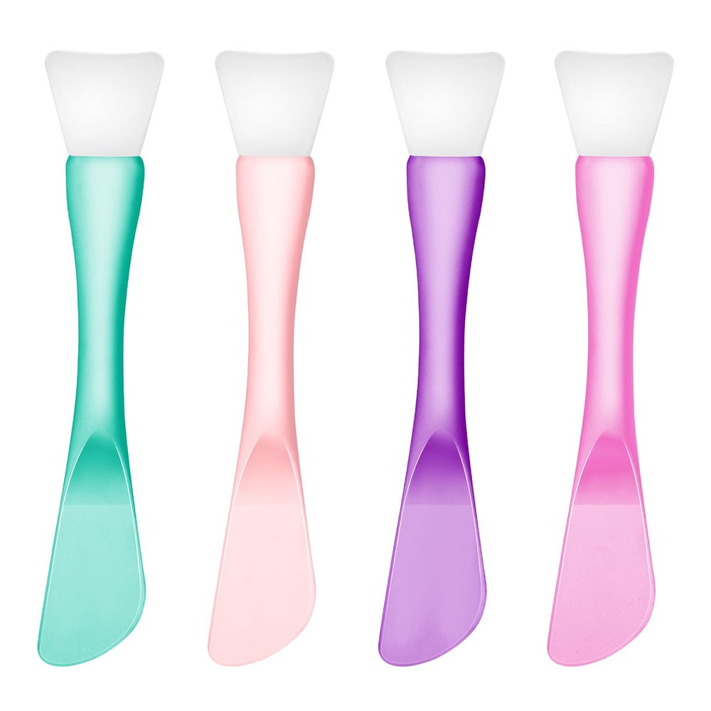 4 PCS Face Mask Applicator, Silicone Face Mask Brush Facial Mud Masks Applicator Tools Reusable Double-Ended Facial Masks Brush Washable Beauty Spatula Tool for Cream Lotion Mud Clay Gel Foundation