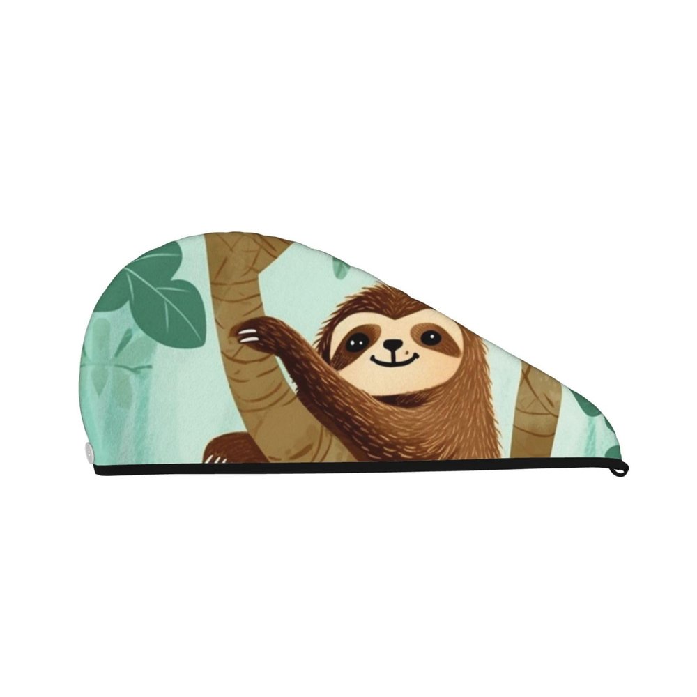 GDSHJKLW Hug Tree Sloth Drying Hair Caps Super Absorbent Soft Hair Drying Towel Quick Dry Coral Velvet Hair Drying Cap Hair Turban for Women Wet Hair Long Thick Hair