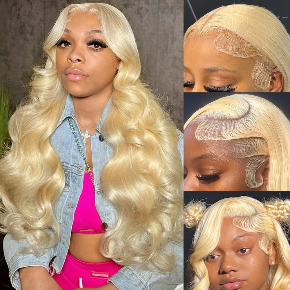 XFJT 613 13x6 Lace Front Wig Human Hair Body Wave Blonde Lace Front Wigs Human Hair for Women 200 Density Natural Hairline with Baby Hair (26Inch)