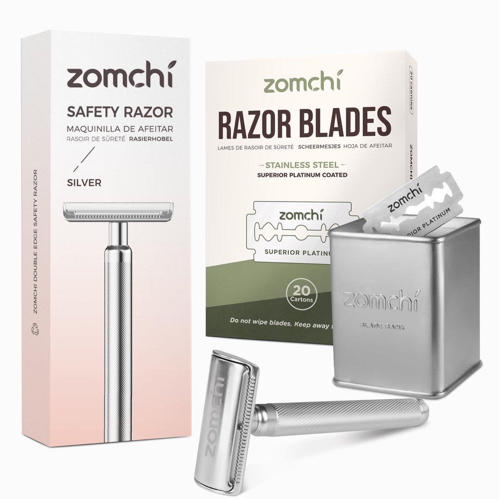 Premium Metal Safety Razor with Razor Blade Bank for Safety Razor Blade Storagement