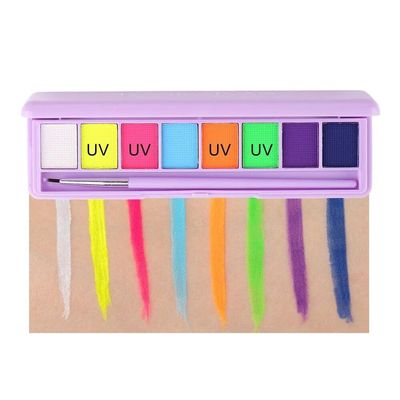 8 colors/box Water Activated Eyeliner Eyeshadow Palette UV Light Neon Reactive Eyeliner Pen Glow In Dark Eye Makeup Pigment (01 8 Color)