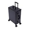 20" Aluminum Trolley Makeup Train Case with Mirror &LED Lights, Professional Cosmetic Organizer Makeup Suitcase with Wheels, Portable Makeup Vanity Rolling Vanity Makeup Station for Travel (Black) view 2