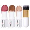 KIMUSE Face Sticks Trio, Cream Blush Stick & Highlighter Stick & Contour Stick for Sculpt the Cheeks, Long Lasting Cream Contour Stick Trio for Face Makeup, with Brush view 1