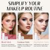KIMUSE Face Sticks Trio, Cream Blush Stick & Highlighter Stick & Contour Stick for Sculpt the Cheeks, Long Lasting Cream Contour Stick Trio for Face Makeup, with Brush view 2