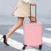 20" Aluminum Trolley Makeup Train Case with Mirror &LED Lights, Professional Cosmetic Organizer Makeup Suitcase with Wheels, Portable Makeup Vanity Rolling Vanity Makeup Station for Travel (Pink) view 4