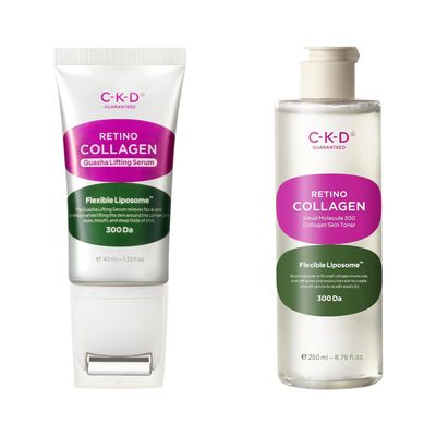 CKD Retino Collagen Radiance Bundle  Daily Hydrating Skin Toner & Advanced Gua Sha Lifting Serum with Massage Roller | Retinal + 300-Dalton Collagen for Firmness, Wrinkle Reduction & Skin Texture