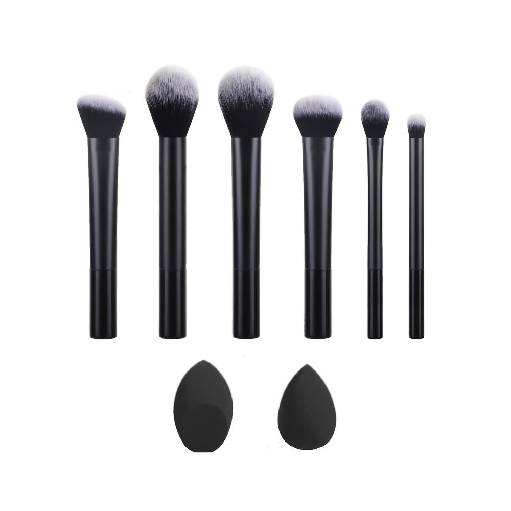6 Pcs Makeup Brushes Set, Professional Makeup Brush Set, Eyeshadow, Eyeliner, Concealer Make up Brush Kit (6 black brushes + 2 beauty eggs)
