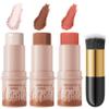 3Pcs Cream Contour Sticks Kit, Highlighter Stick Blush Stick Cream Contour Kit Makeup Set with Brush,Face Brightens & Shades Contour Stick Waterproof for Women Girls(9507-01-05-12, C) view 1