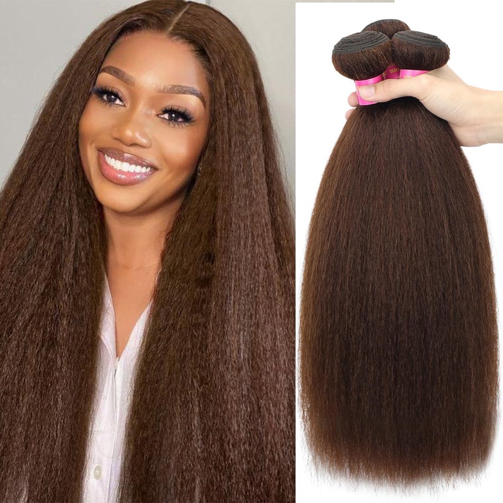 Peenoll 18 20 22 Inch 30# Light Brown Yaki Wave Bundles Human Hair Unprocessed Soft Sewn In Hair for Black Women with Double Weft