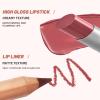 2Pcs Lipstick and Lip Liner Combo, Lip Liner and Lip Gloss Kit for Women, Matte Lip Pencil and Smooth Hydrating Lipstick with Sharpener, Non-Stick Lip Makeup Set view 3