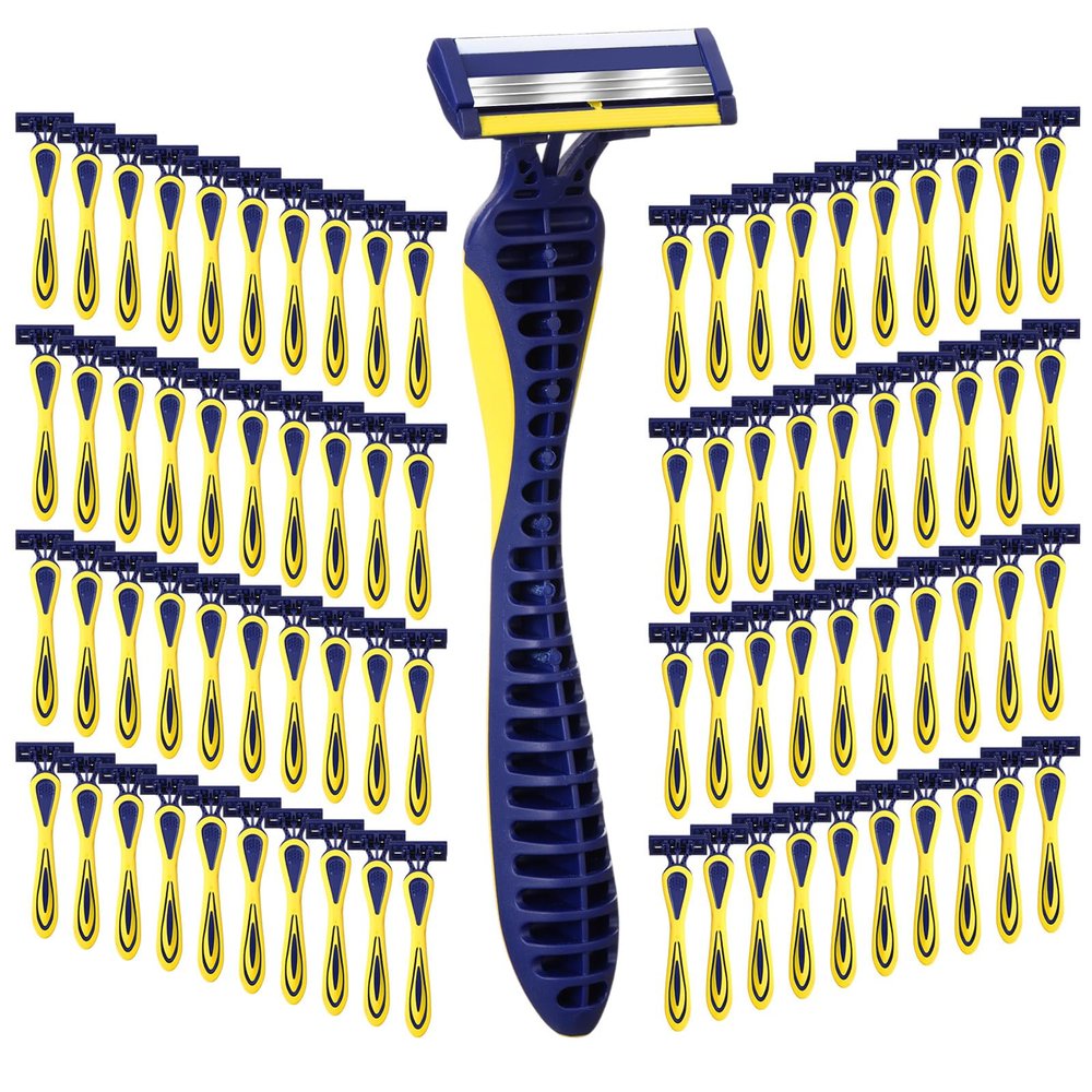 Leriton 80 Pcs Men's Disposable Razors Bulk 3 blade Disposable Razors Set Sensitive Skin Razor for Men Travel Razors Disposable Head Razor for Hotel Saunas Spa Donations Collective Use Daily