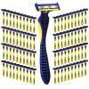 Leriton 80 Pcs Men's Disposable Razors Bulk 3 blade Disposable Razors Set Sensitive Skin Razor for Men Travel Razors Disposable Head Razor for Hotel Saunas Spa Donations Collective Use Daily view 1