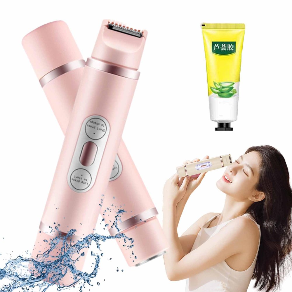 2 in 1 Electric Lady Shaver, 2 in 1 Electric Shaver for Women, Dual Head Trimmer, Mini Wet and Dry Women Hair Remover (Red)