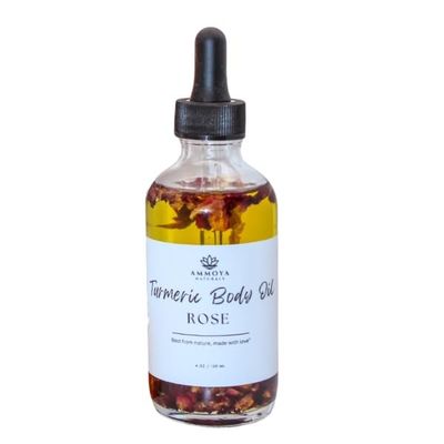 Ammoya Naturals Turmeric Body Oil  Lightweight Nourishing Oil with Rose Infusions  Hydrating Skincare for Soft, Radiant-Looking Skin - 4 oz