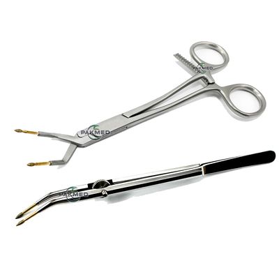 2 Pcs Keramo Grip Forceps & Jacket Grip Forceps Dental Crown Holder Telescope Tweezer Dental Crown Holding Forceps